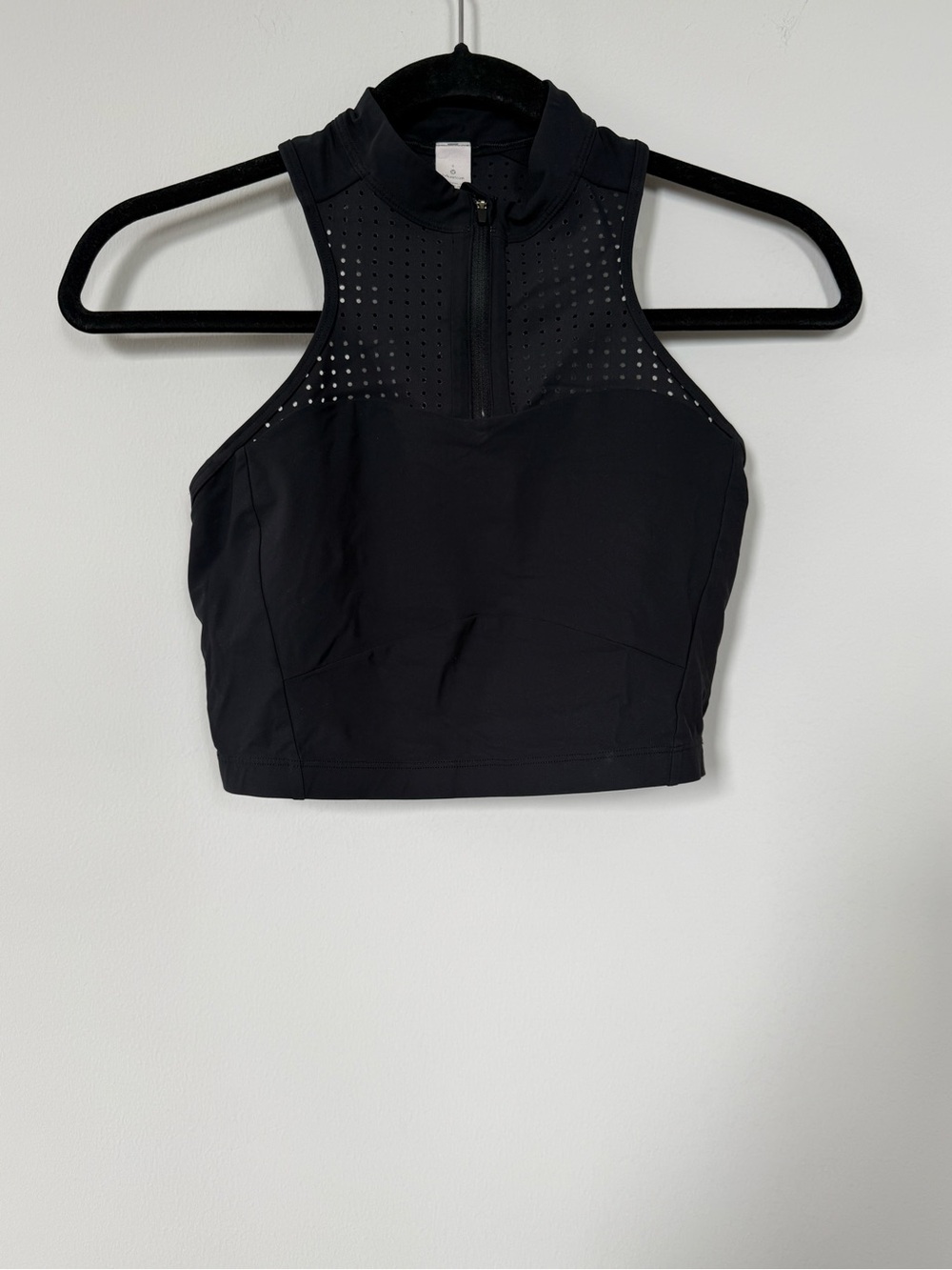 lululemon athletica Black High-Neck Perforated Crop Top